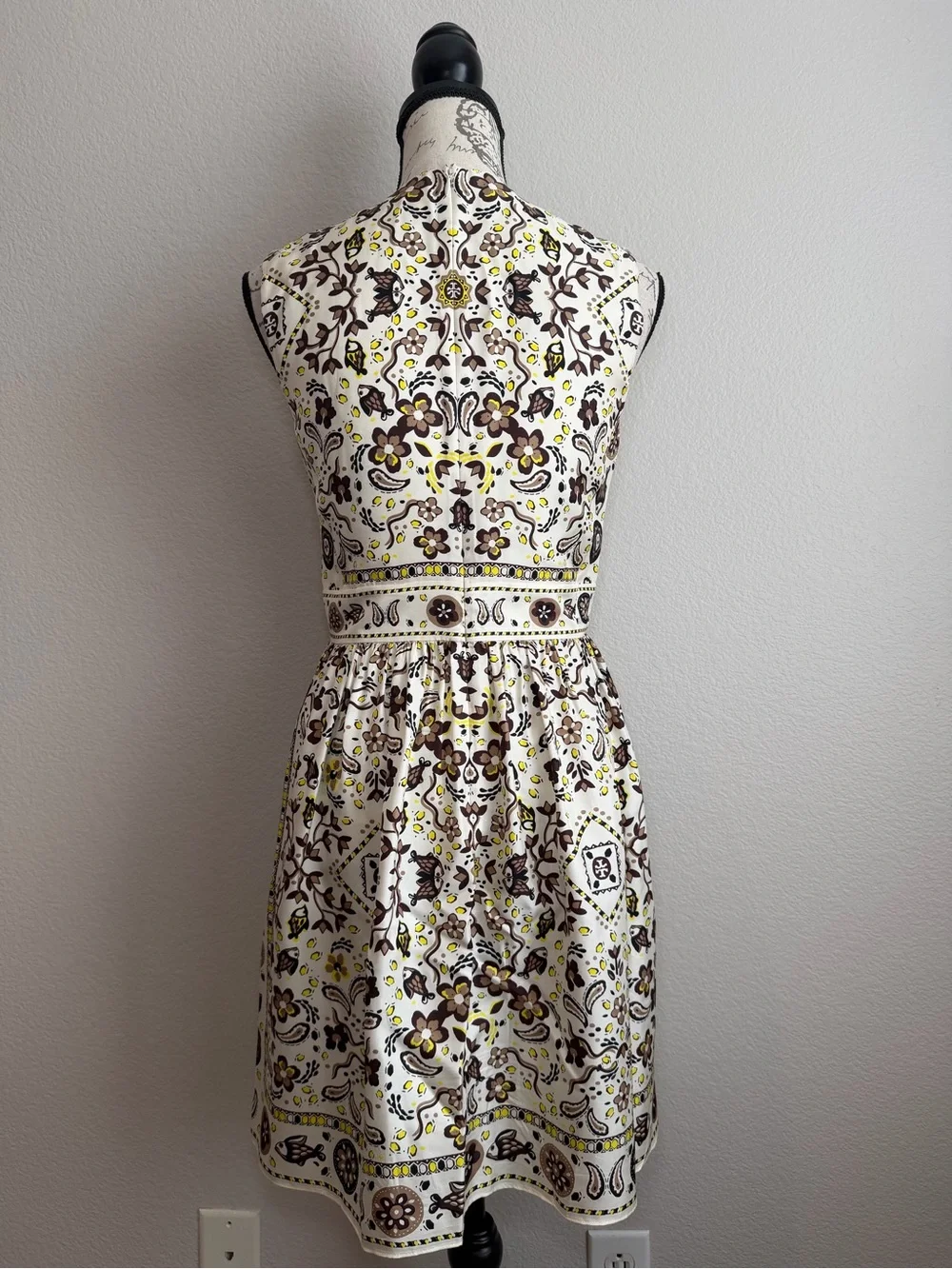 Tory Burch Pisces Dream Print Silk Dress Ivory Floral Luxury Designer Size 2